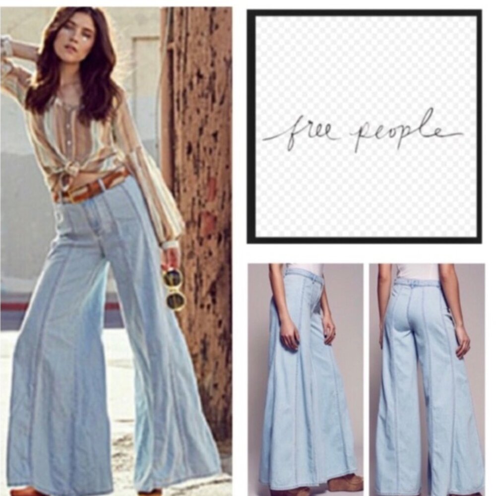 NWOT Free People Gilmore Wide Leg Denim Jeans